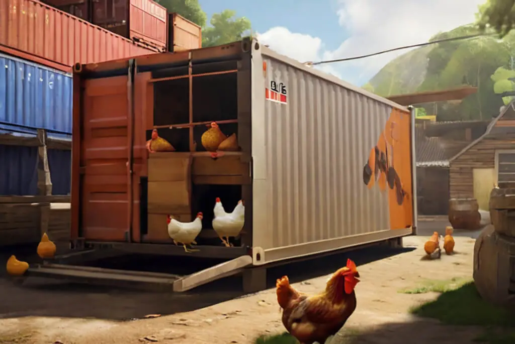 Shipping container in village with chickens around 1 | shipping containers for sale Shipping Container In Village With Chickens Around