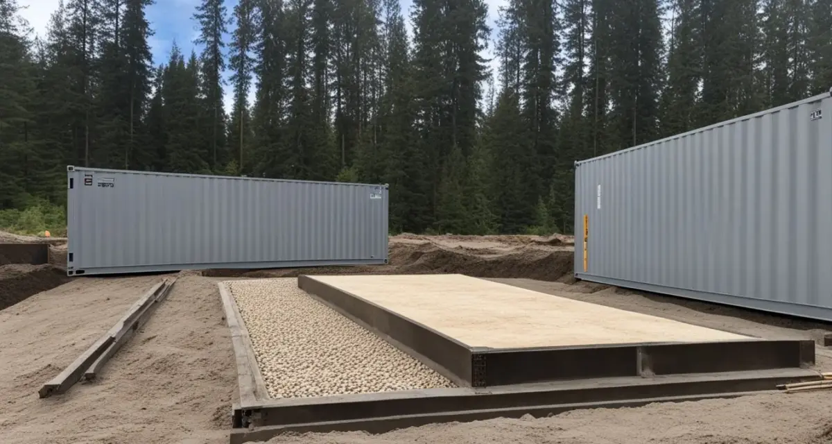 A shipping container resting on top of a sturdy concrete foundation | shipping containers for sale A shipping container resting on top of a sturdy concrete foundation