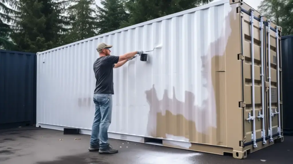 Painting a shipping container