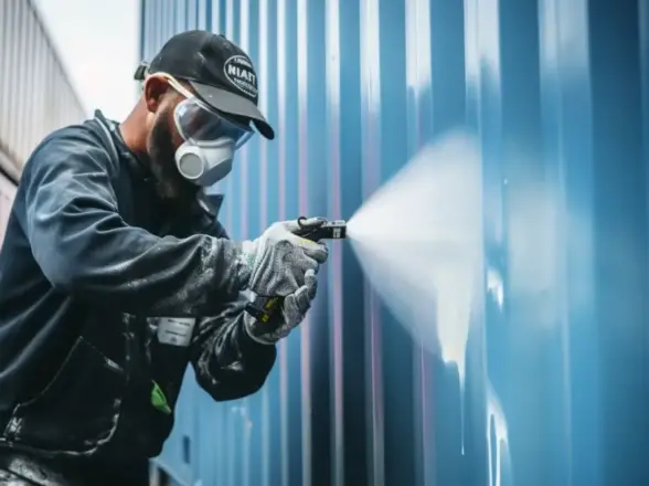 Painting a shipping container